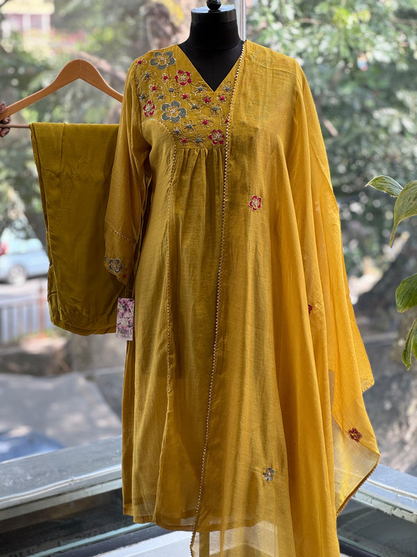 Yellow Chanderi Silk Suit Set