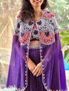 Purple Designer Made Moti Work Cape Set