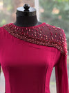 Maroon Tail Sleeves Gown