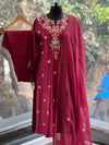 Maroon Thread Work Suit Set