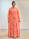 Peach Jacket Style Sharara Set