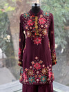 Wine Embroidered Suit