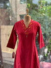 Red Lace V Neck Tunic