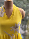 Yellow Mul Halter Neck Dress