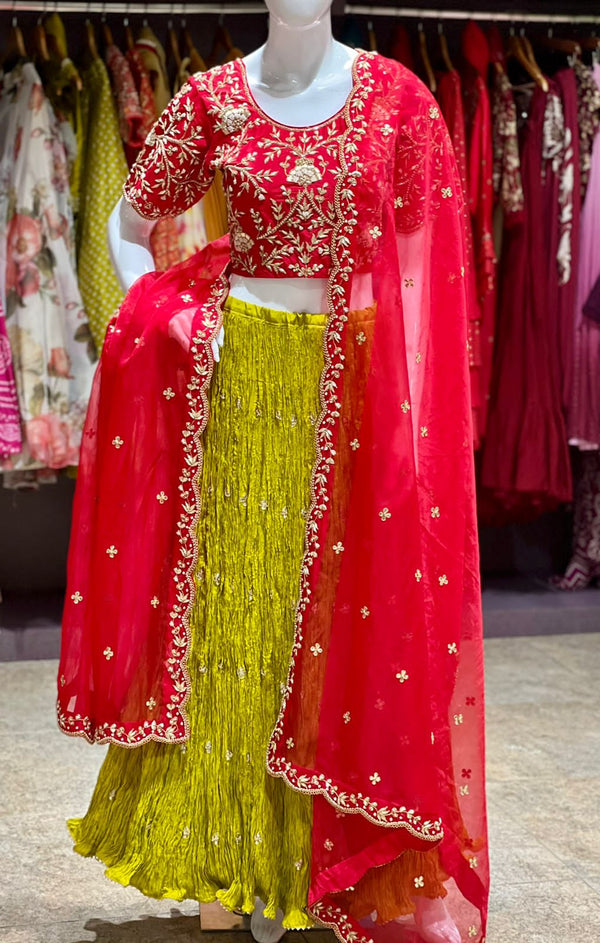 Greenish Yellow Lehenga Set