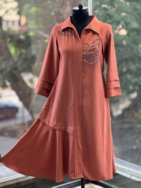 Rust Collared Neck Tunic