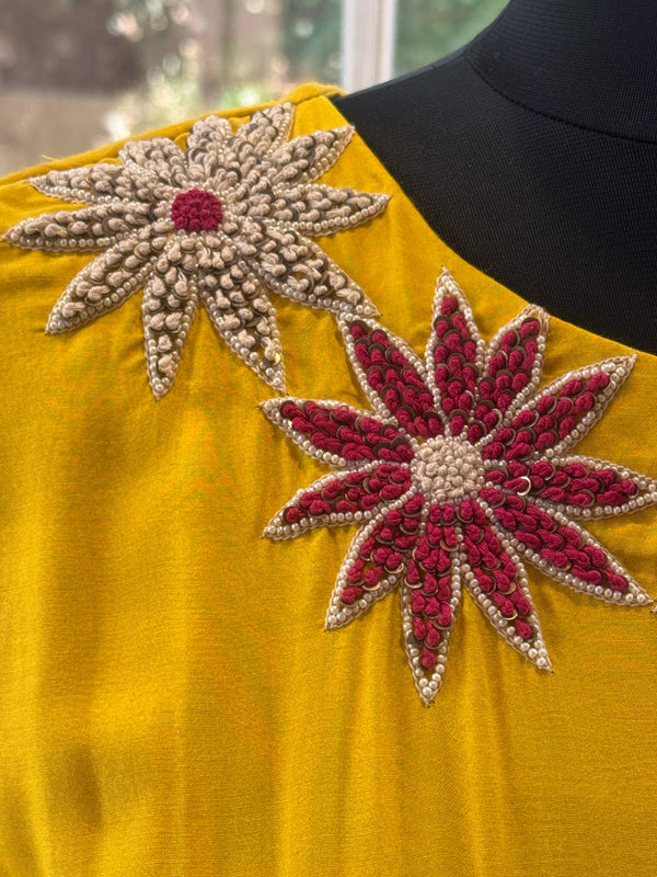 Yellow Thread Embroidered Dupatta Set