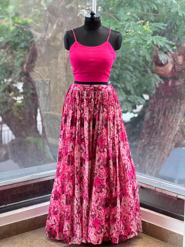 Pink Floral Lehenga