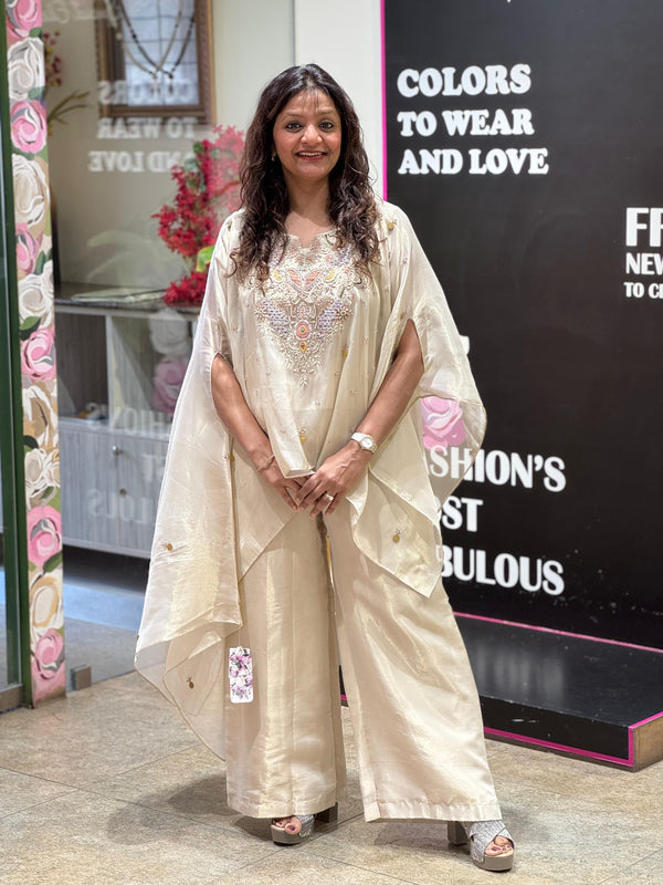 Cream Tissue Intricate Work Co Ord