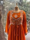 Orange Intricate Yolk Gown