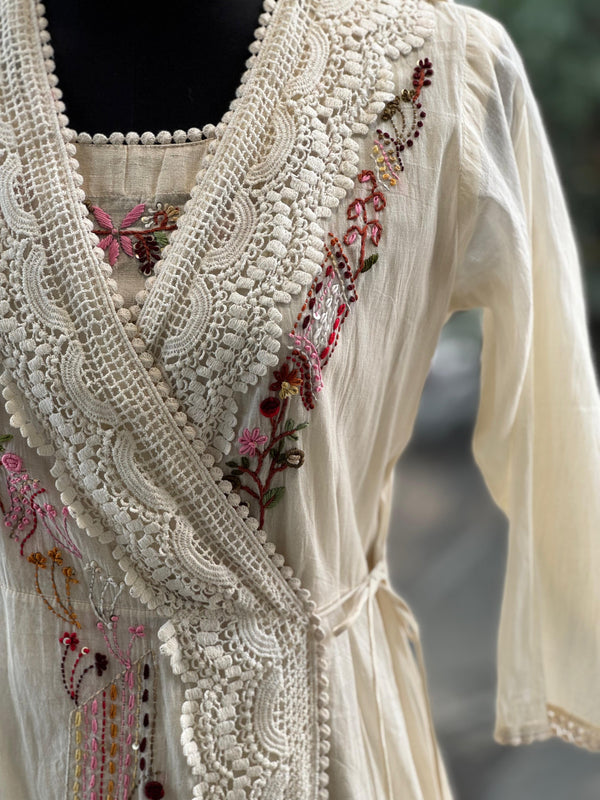 Cream Anghrakha Tunic