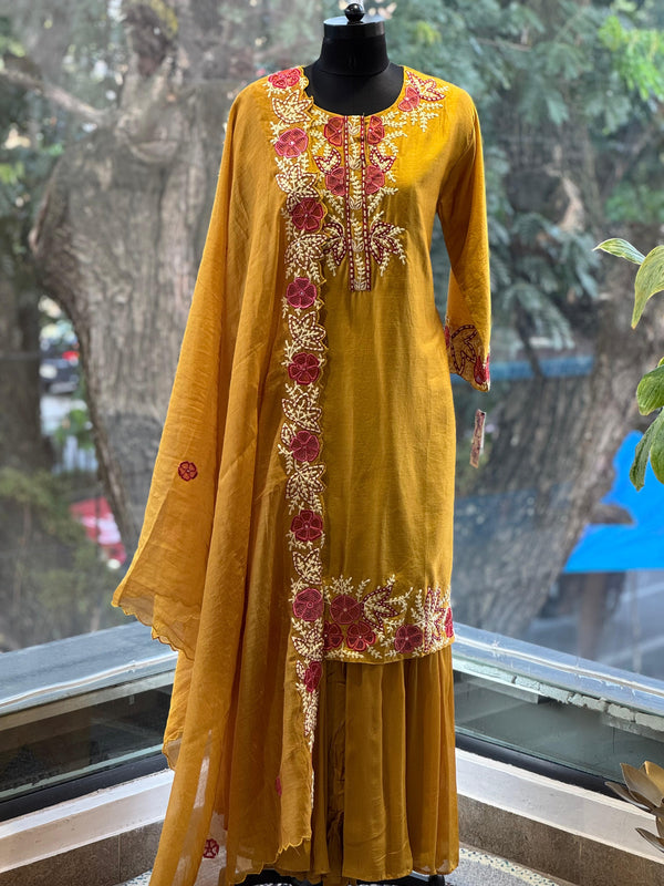 Yellow Embroidered Palazzo Set