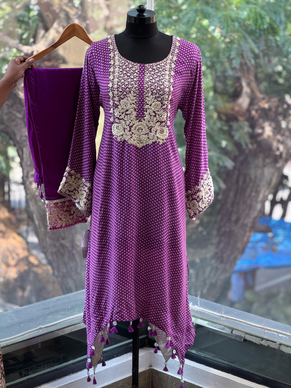 Purple Bandhej Co Ord