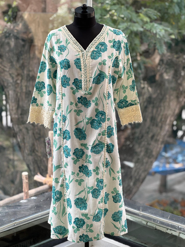 Floral lace kurta set