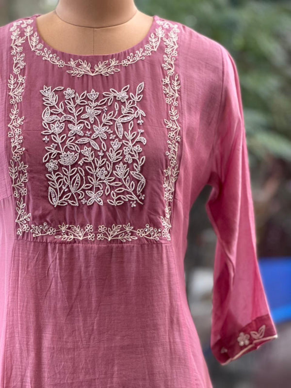 Pink Mul Chanderi Suit