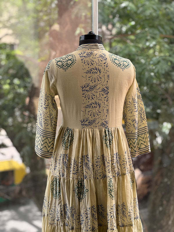 Beige Block Print Tunic