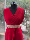 Red Bandhej Cape Set