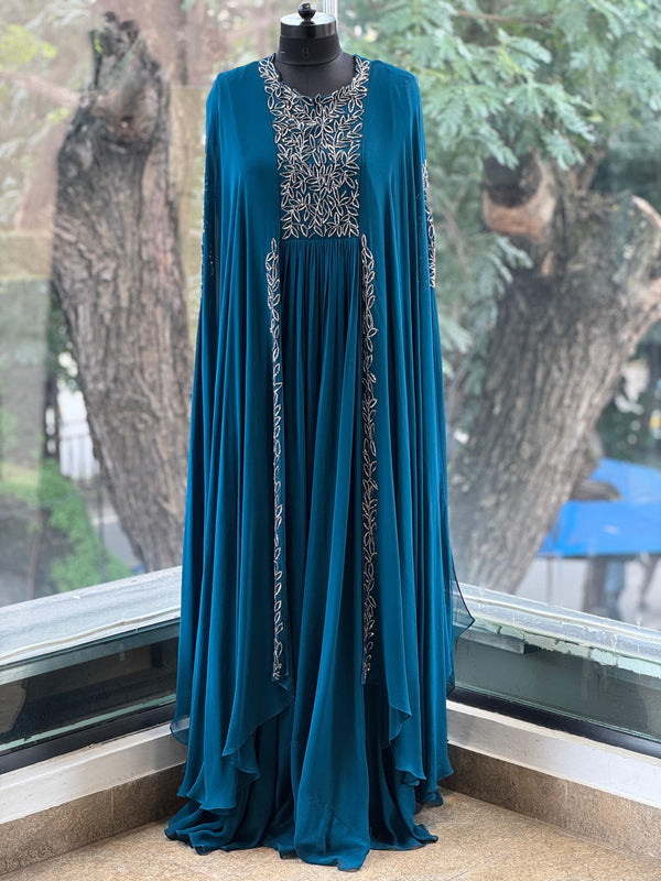 Blue Pipe Work Gown