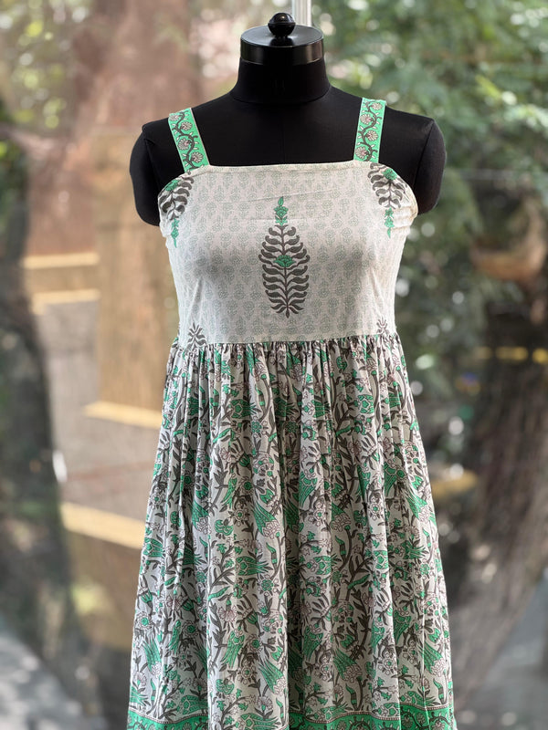 White/Green Block Print Tunic