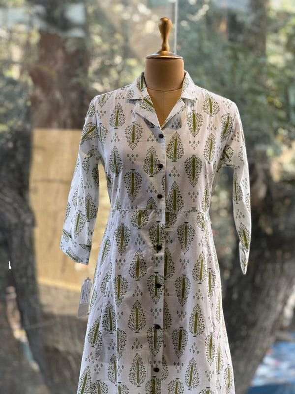 Green Leaf Print Tunic