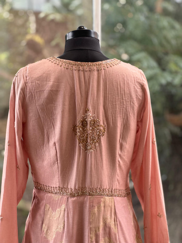 Peach Banarsi Gown