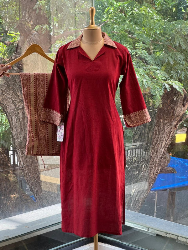 Maroon Collared Neck Co Ord