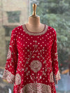 Red Bandhej Skirt Set