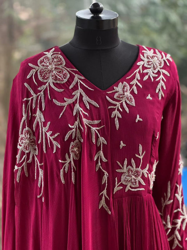 Purple Handwork Gown