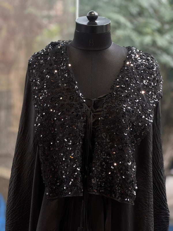 Black Shimmer Cape Set