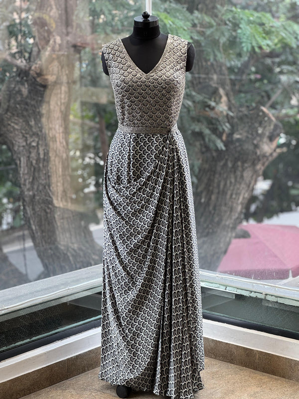 Printed Cowl Gown