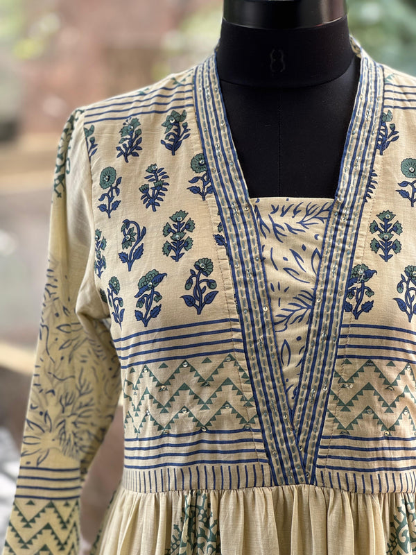 Beige Block Print Tunic