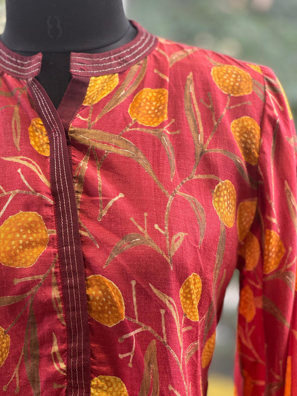 Rust Yellow Floral Printed Tunic