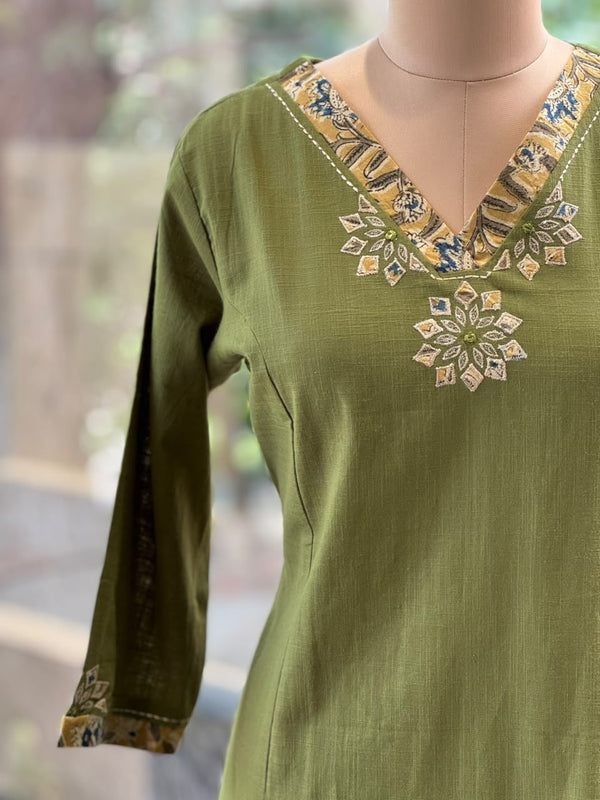 Green V Neck Tunic
