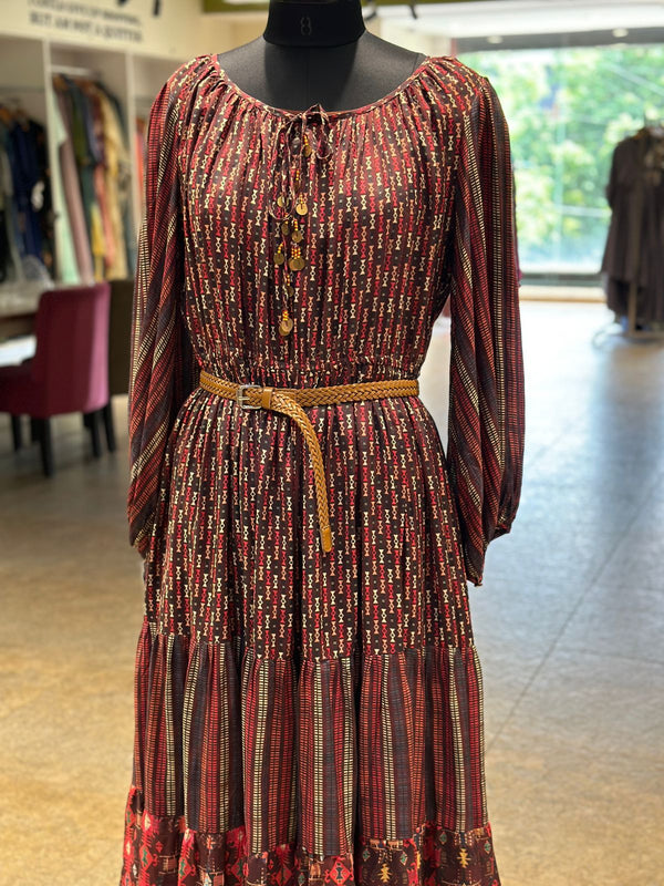 Brown Printed Dress