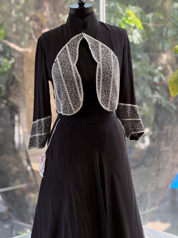 Black Designer Made Lehenga Set