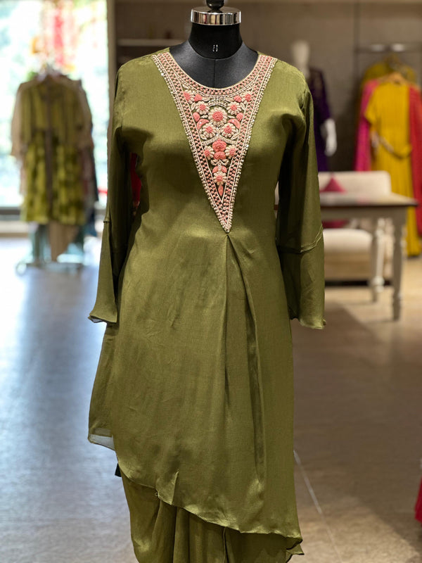 Mehandi Green Embroidered Co Ord