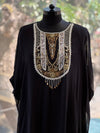 Black Intricate Yolk Kaftan Set