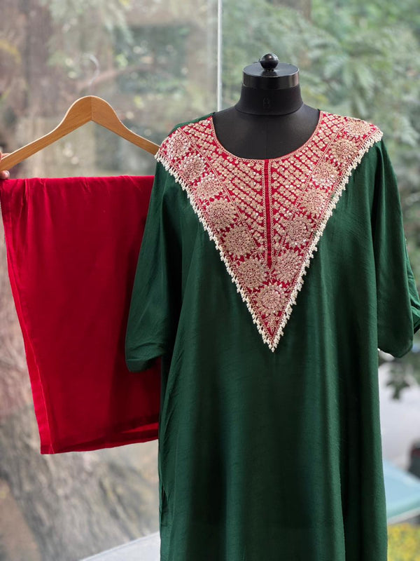 Green Kaftan Set