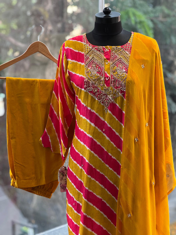Yellow Leheriya Suit