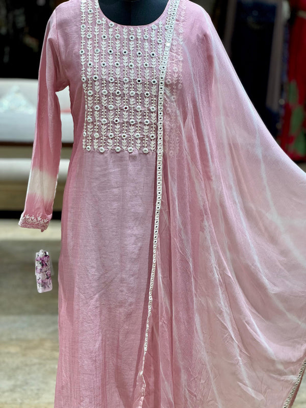 Pink Embroidered Suit