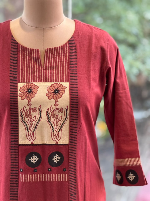 Rust Yoke Neck Tunic