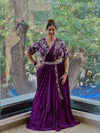 Purple Pre Drape Saree
