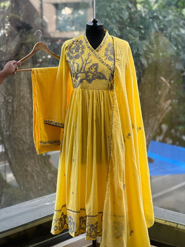 Yellow Anghrkha Suit