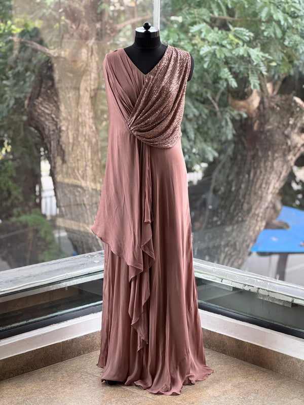 Beige Colour Shimmer Gown