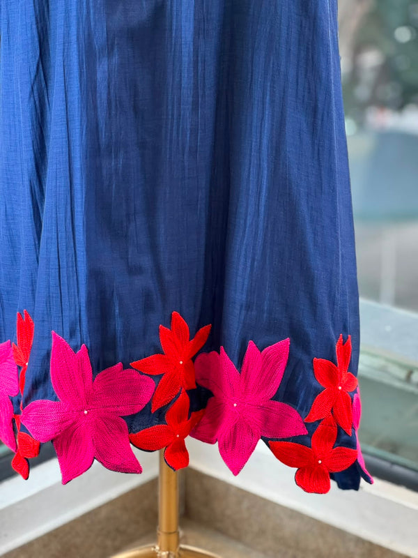 Blue Mul Tunic With Embroidery