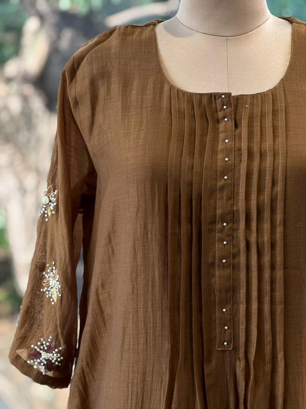 Brown Mul Chanderi Suit