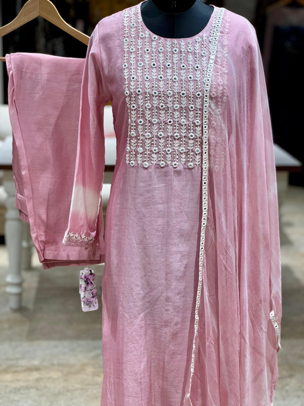 Pink Embroidered Suit
