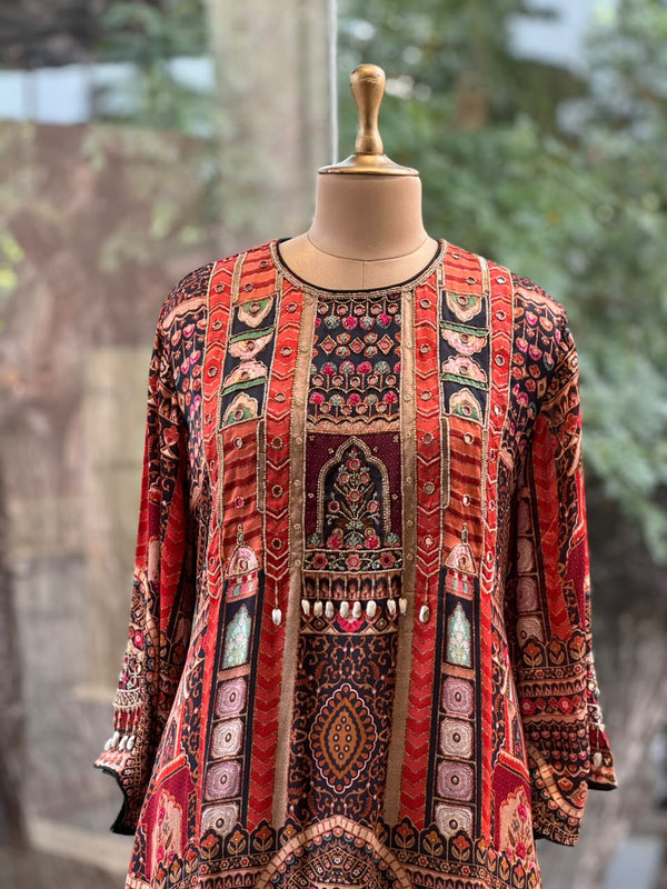Maroon Harem Pant Set