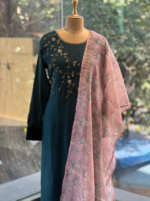 Green Dupatta Set