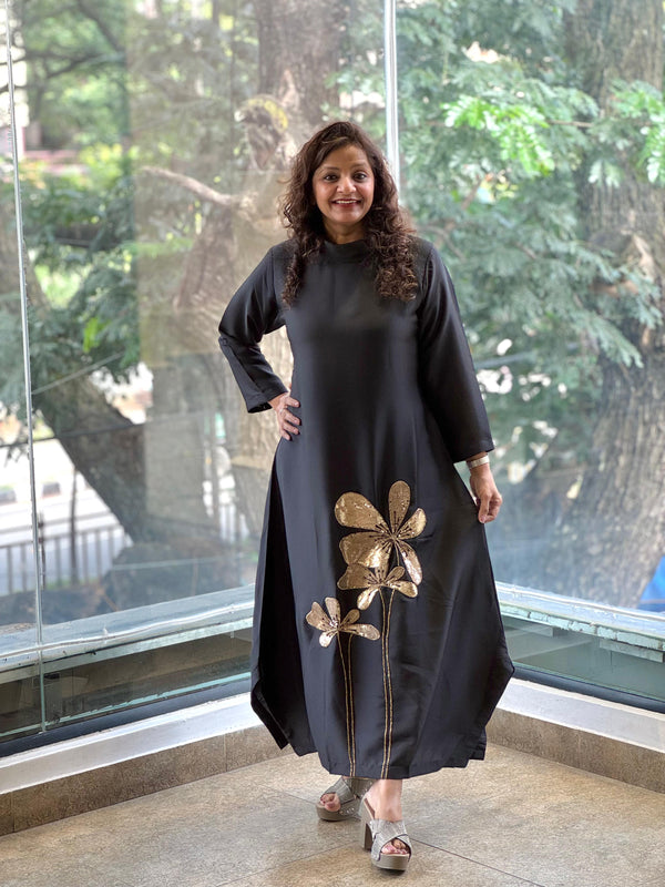 Black Tunic with Golden Motif